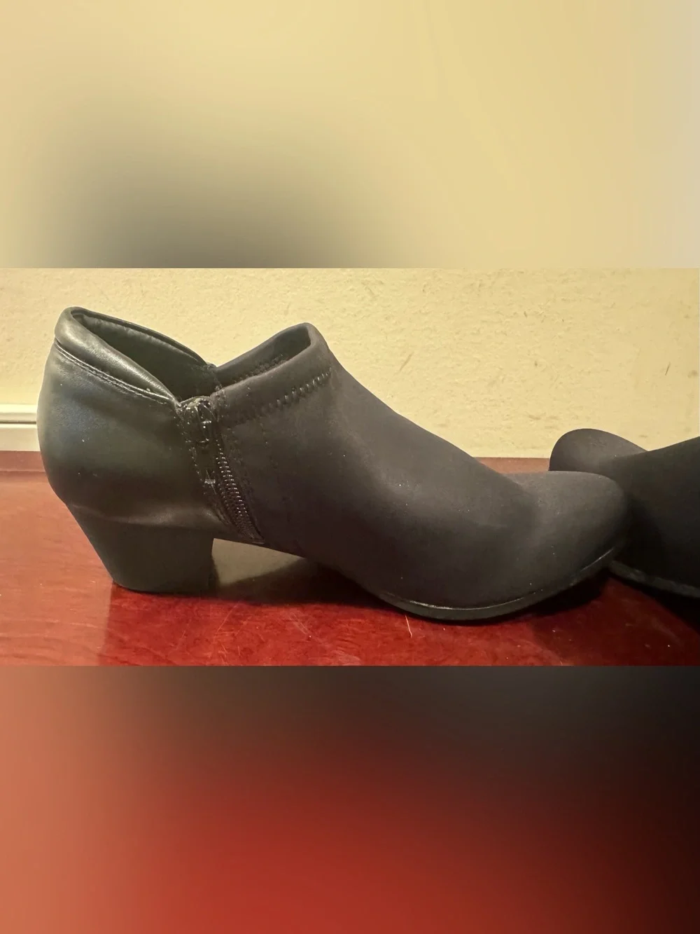 Women's Black Fabric Ankle Booties with Side Zip by Black Rivet - Size 7.5